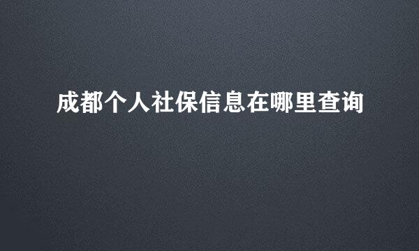 成都个人社保信息在哪里查询