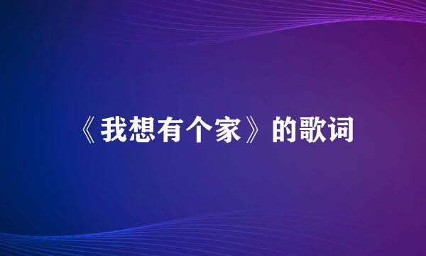 《我想有个家》的歌词