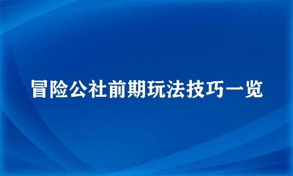 冒险公社前期玩法技巧一览