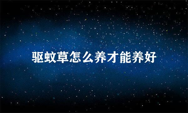 驱蚊草怎么养才能养好