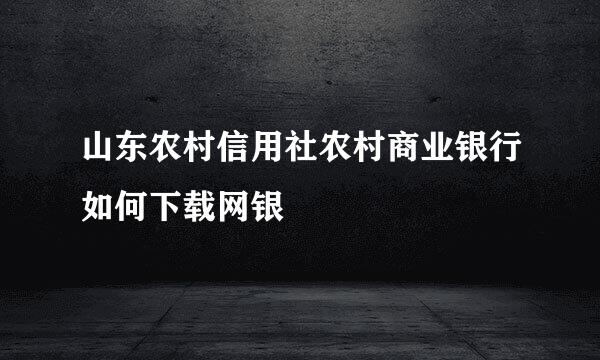 山东农村信用社农村商业银行如何下载网银