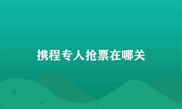 携程专人抢票在哪关