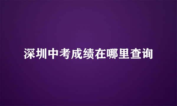 深圳中考成绩在哪里查询