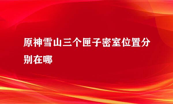 原神雪山三个匣子密室位置分别在哪