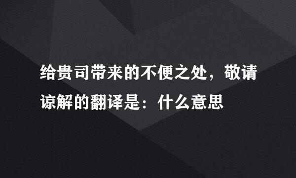给贵司带来的不便之处，敬请谅解的翻译是：什么意思