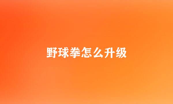 野球拳怎么升级
