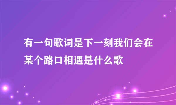 有一句歌词是下一刻我们会在某个路口相遇是什么歌