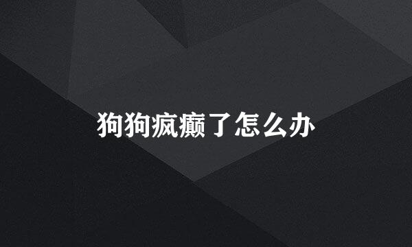 狗狗疯癫了怎么办