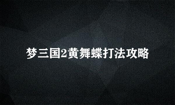 梦三国2黄舞蝶打法攻略