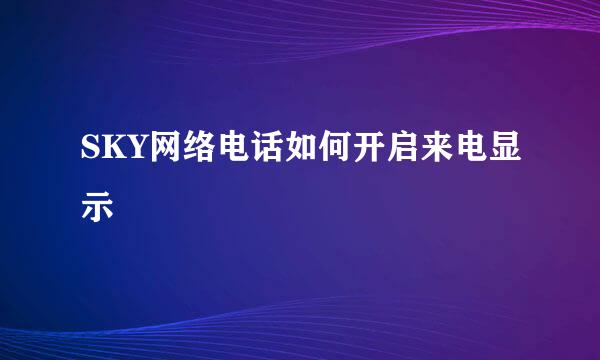 SKY网络电话如何开启来电显示
