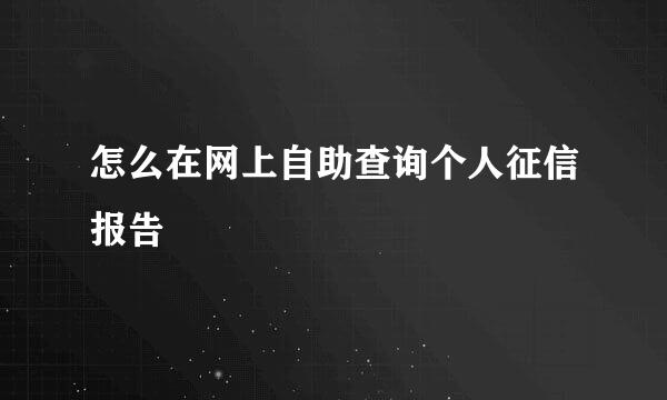 怎么在网上自助查询个人征信报告