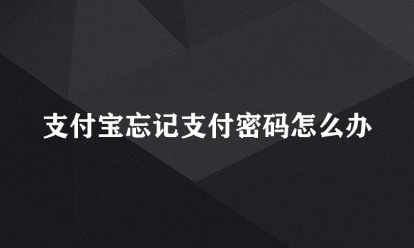 支付宝忘记支付密码怎么办