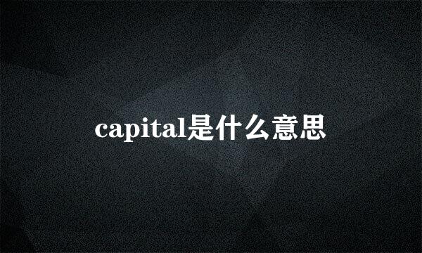 capital是什么意思