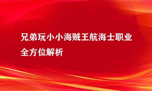 兄弟玩小小海贼王航海士职业全方位解析