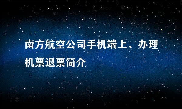 南方航空公司手机端上，办理机票退票简介