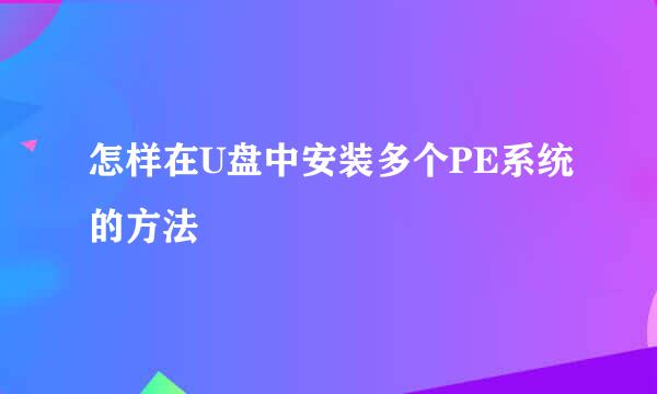 怎样在U盘中安装多个PE系统的方法