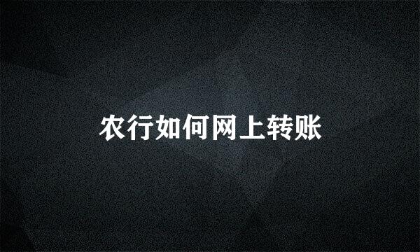 农行如何网上转账