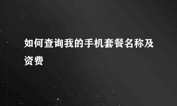 如何查询我的手机套餐名称及资费