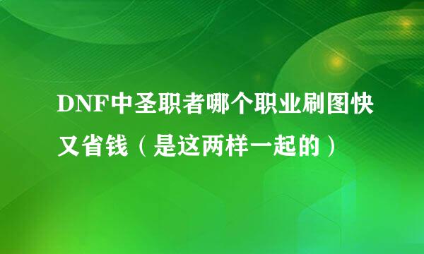 DNF中圣职者哪个职业刷图快又省钱（是这两样一起的）