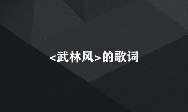 <武林风>的歌词