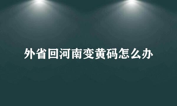 外省回河南变黄码怎么办
