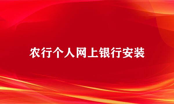 农行个人网上银行安装