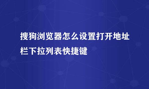 搜狗浏览器怎么设置打开地址栏下拉列表快捷键