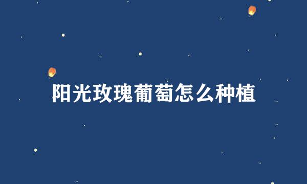 阳光玫瑰葡萄怎么种植