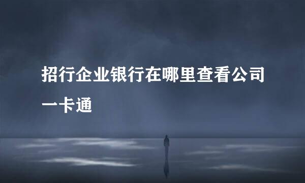 招行企业银行在哪里查看公司一卡通