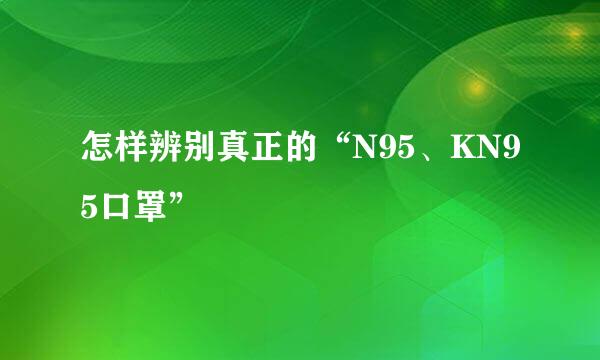 怎样辨别真正的“N95、KN95口罩”
