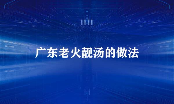 广东老火靓汤的做法