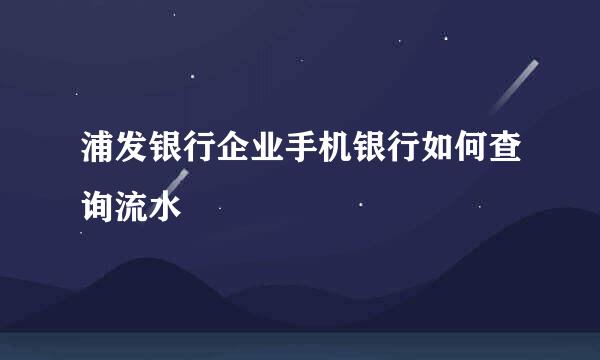 浦发银行企业手机银行如何查询流水
