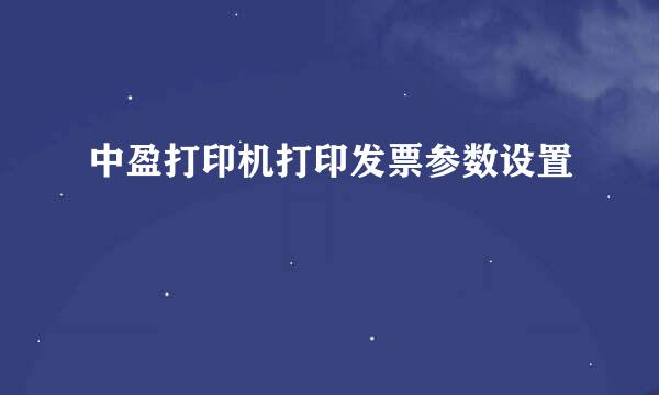中盈打印机打印发票参数设置