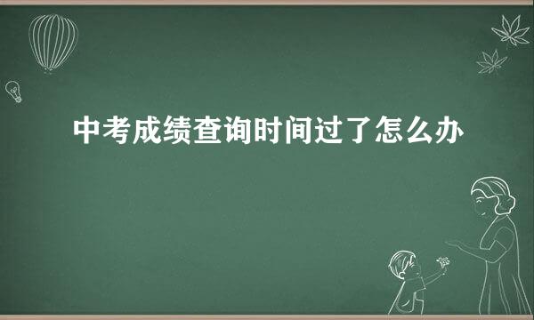 中考成绩查询时间过了怎么办