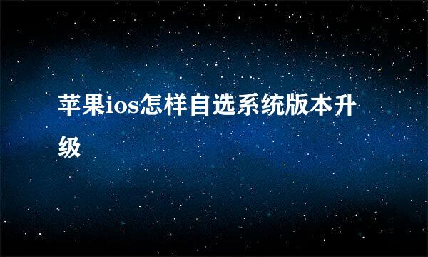 苹果ios怎样自选系统版本升级