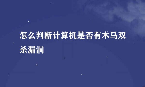 怎么判断计算机是否有木马双杀漏洞