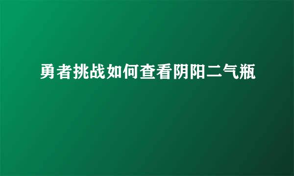 勇者挑战如何查看阴阳二气瓶