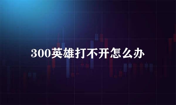 300英雄打不开怎么办