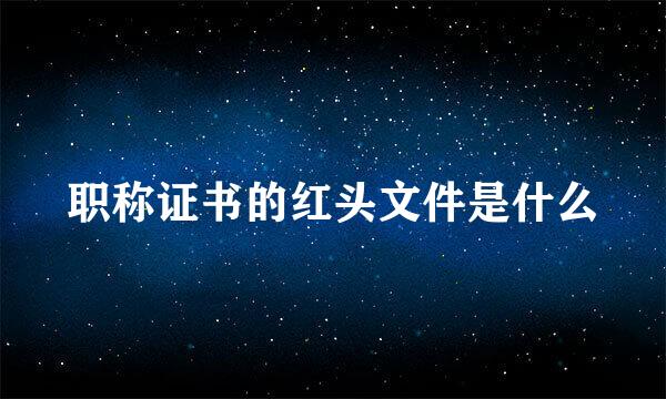 职称证书的红头文件是什么