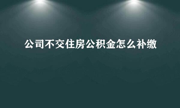 公司不交住房公积金怎么补缴