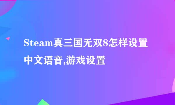 Steam真三国无双8怎样设置中文语音,游戏设置
