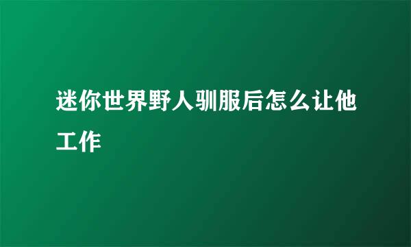 迷你世界野人驯服后怎么让他工作