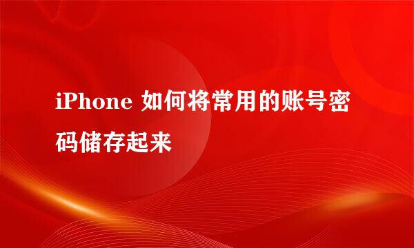iPhone 如何将常用的账号密码储存起来
