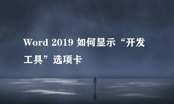 Word 2019 如何显示“开发工具”选项卡