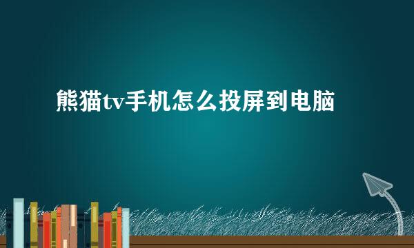 熊猫tv手机怎么投屏到电脑