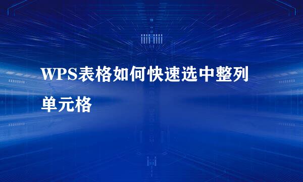 WPS表格如何快速选中整列单元格