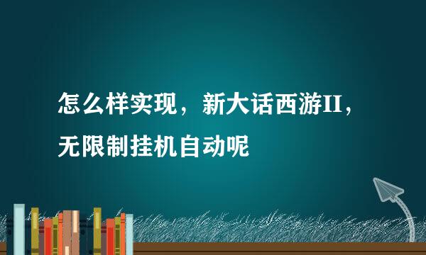 怎么样实现，新大话西游II，无限制挂机自动呢