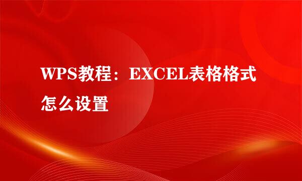 WPS教程：EXCEL表格格式怎么设置
