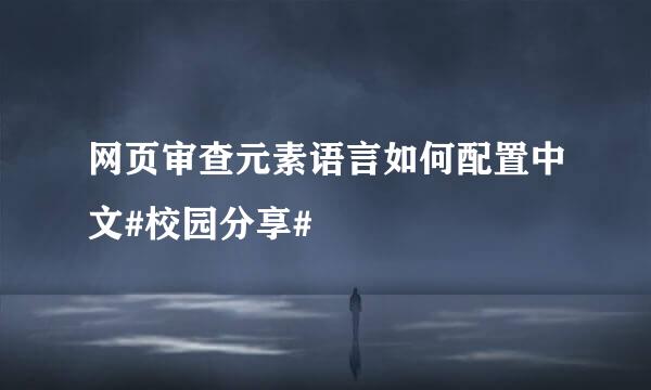 网页审查元素语言如何配置中文#校园分享#