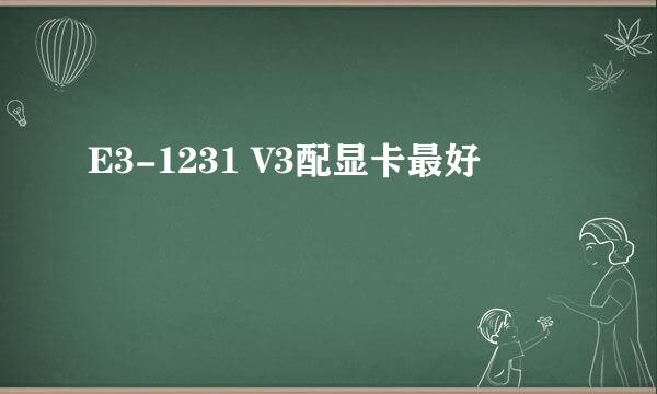 E3-1231 V3配显卡最好